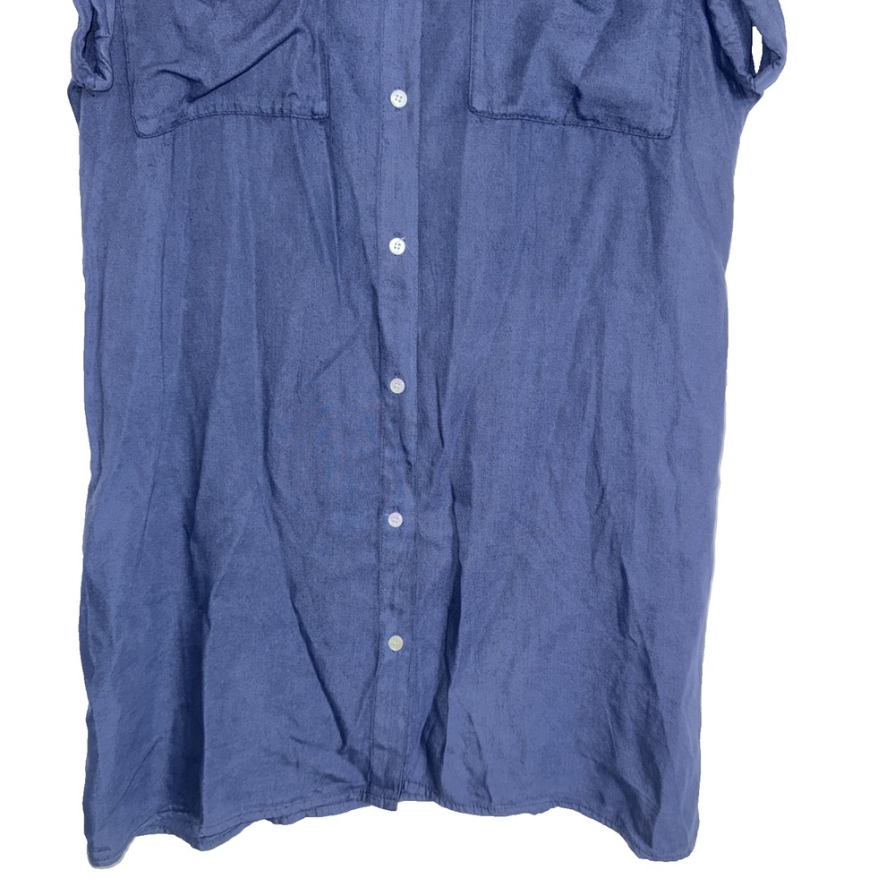 Zilcremo Shirt Dress XL Blue Button Down Tunic Casual Coastal Minimalist Travel - Picture 8 of 11